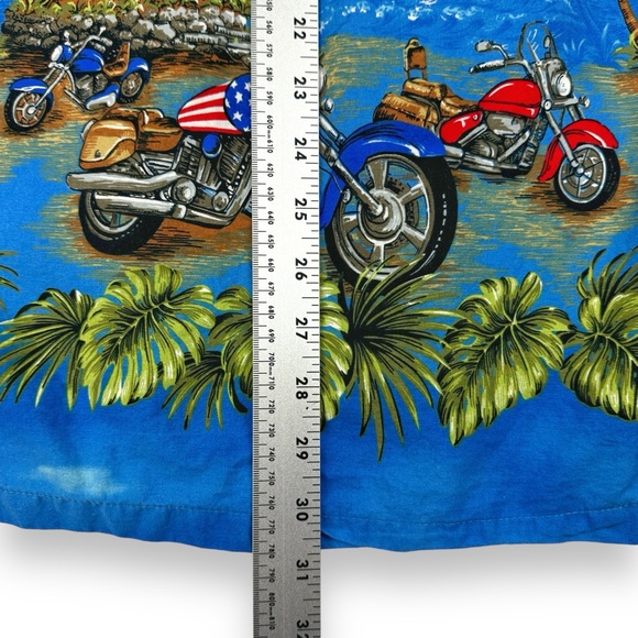 KY'S Vintage Shirt Mens 2XL Blue Hawaiian‎ Motorcycle Beach Palms Tiki Aloha USA - Picture 12 of 12